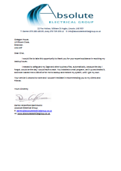 Testimonial from Absolute Electrical Group