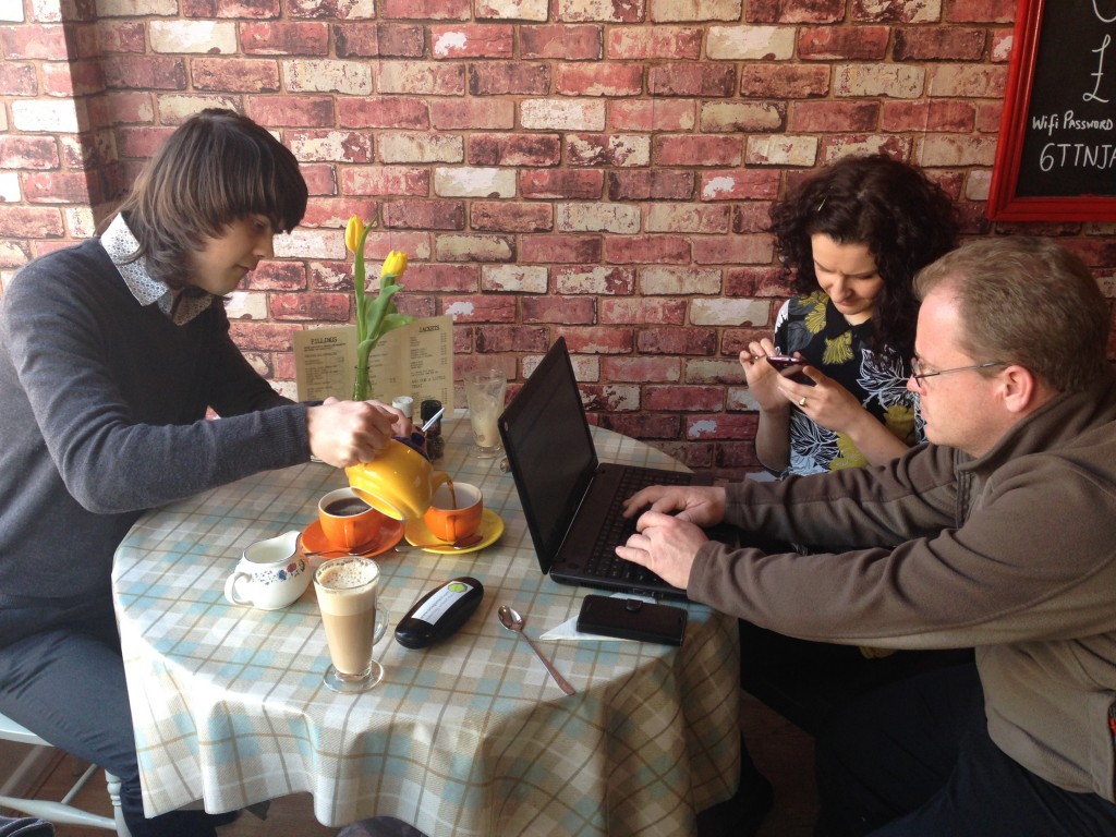 Remote working - the Octagon Technology team working from a cafe 
